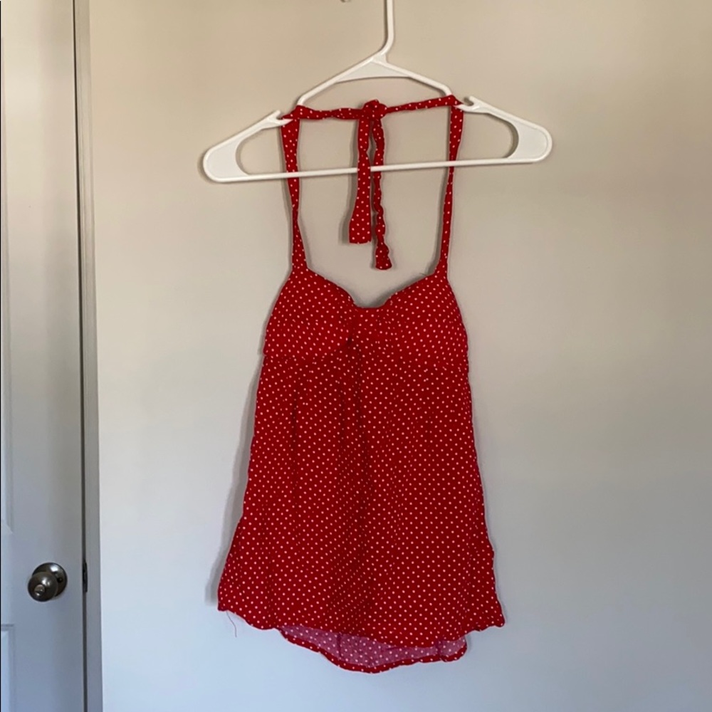Red polka dot top